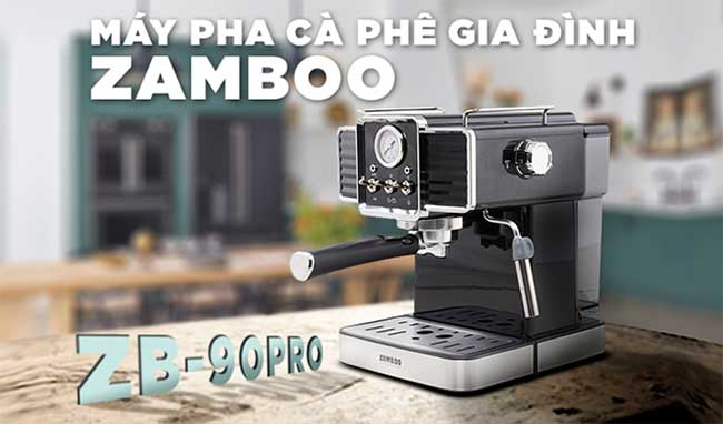Máy pha cà phê Zamboo ZB-90 Pro nổi bật với thiết kế hiện đại, sang trọng