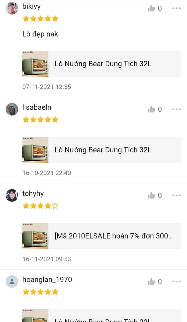 Đánh giá của người dùng về lò nướng Bear 32L-2