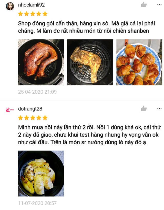Đánh giá của khách hàng về Model nồi chiên không dầu Shanben 6828