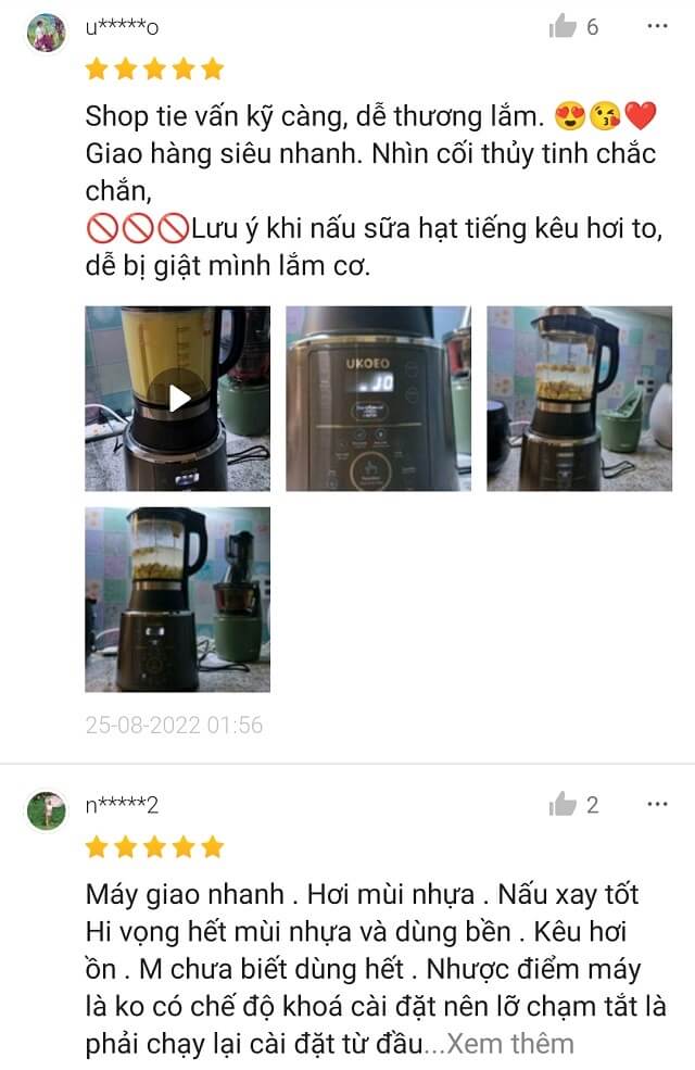 Đánh giá của người dùng về máy làm sữa hạt Ukoeo PR5 Plus tiếng Việt