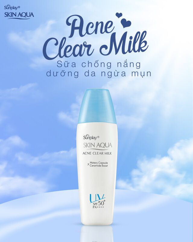 Top 7 kem chống nắng Skin Aqua cho da dầu đáng lựa chọn nhất hiện nay 16 Kem chống nắng Skin Aqua Acne Clear Milk có khả năng ngăn ngừa mụn