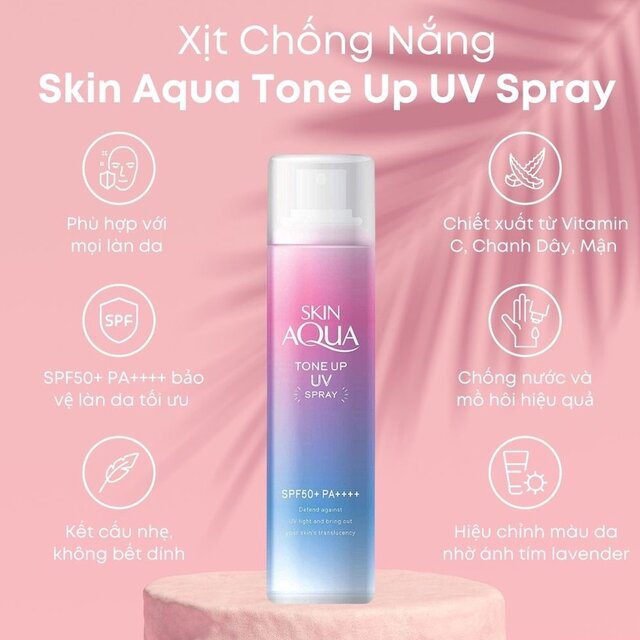 Xịt chống nắng Skin Aqua Tone Up UV Spray Lavender 70g đem đến sự tiện lợi trong quá trình sử dụng