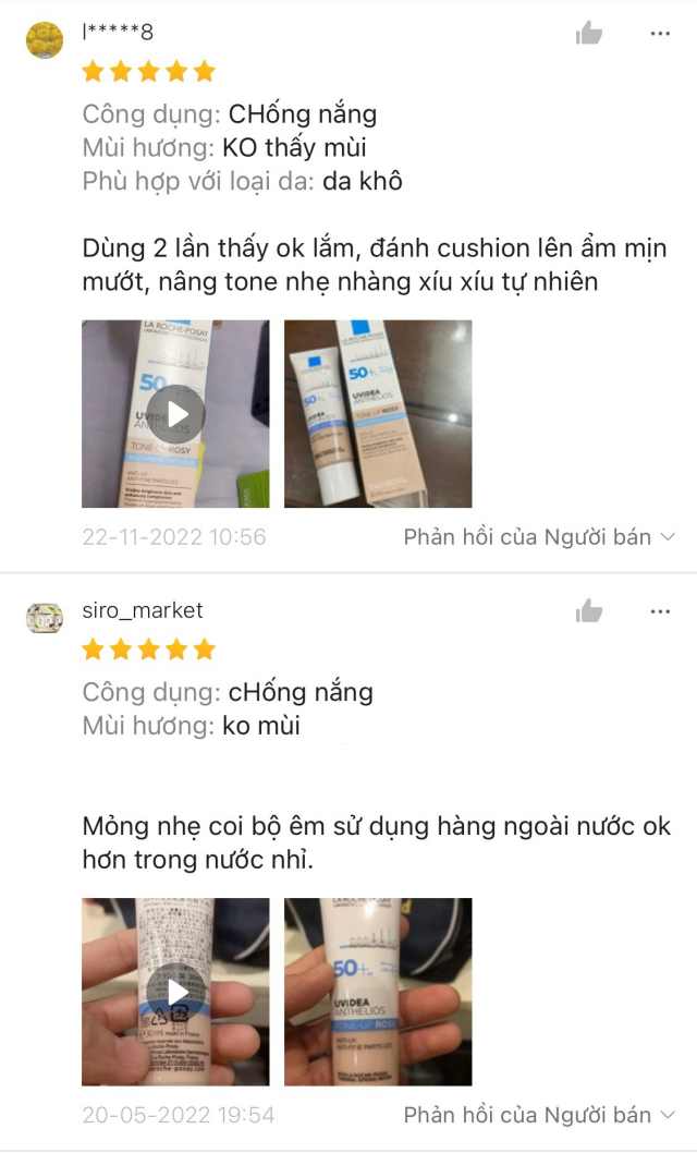 Đánh giá từ người dùng sản phẩm La Roche Posay Uvidea XL BB 03 Multi-protective Shield Anti-uv SPF50+ PA++++