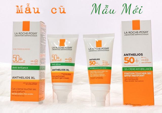 Mẫu kem chống nắng La Roche Posay Anti Shine dạng gel mới và cũ